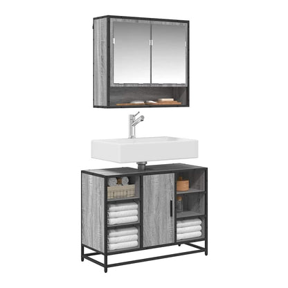 Bathroom Sink Cabinet 80x33x60 cm Engineered Wood Grey sonoma