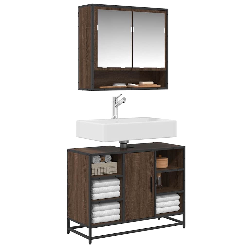 vidaXL Bathroom Sink Cabinet Brown Oak 80x33x60 cm Engineered Wood 1