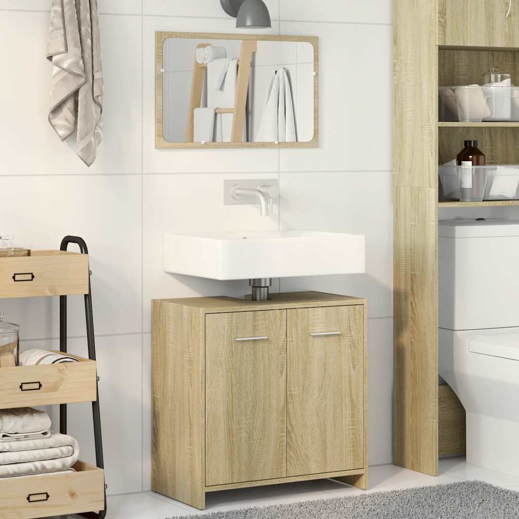 vidaXL 2 Piece Bathroom Furniture Set Sonoma Oak Engineered Wood 3