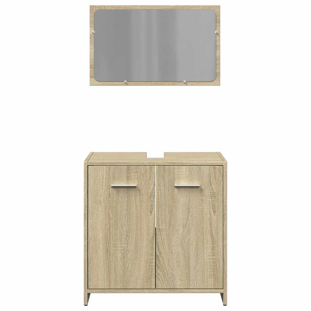 vidaXL 2 Piece Bathroom Furniture Set Sonoma Oak Engineered Wood 4