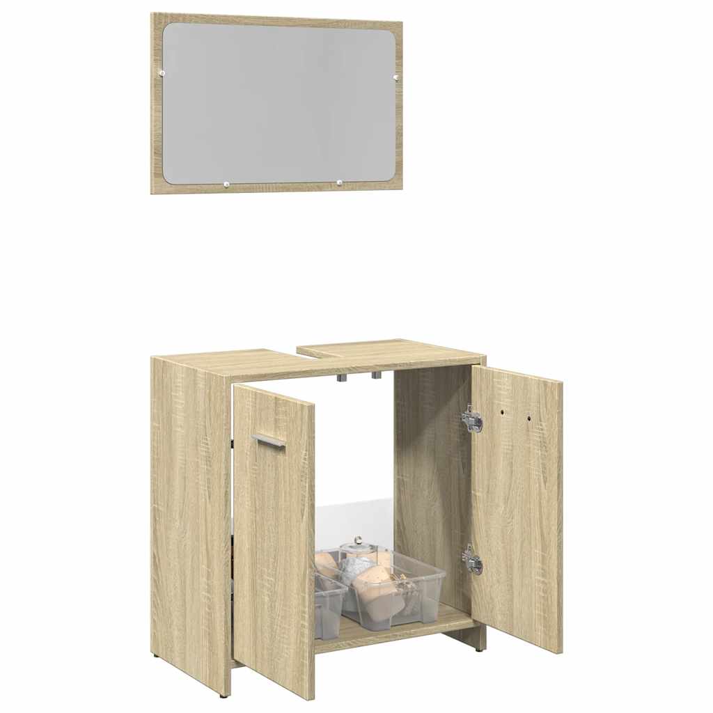 vidaXL 2 Piece Bathroom Furniture Set Sonoma Oak Engineered Wood 1