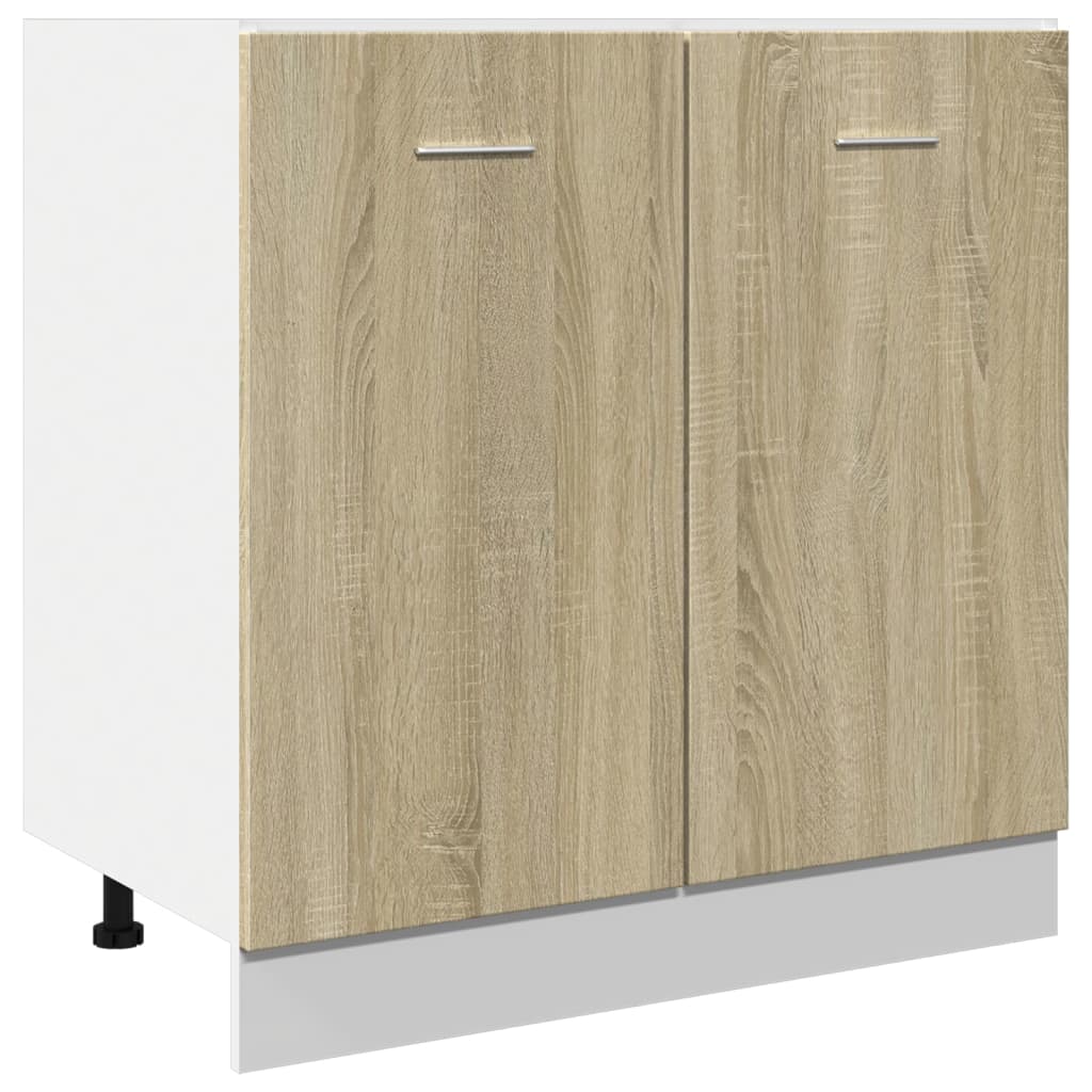 Kitchen Base Cabinet "Lyon" Engineered Wood Sonoma oak 1x bottom cabinet (1 door 1 drawer) 30–1x hanging cabinet (1 door) 30 cm wide 100 cm high 1x bottom cabinet (2 doors) 80 cm