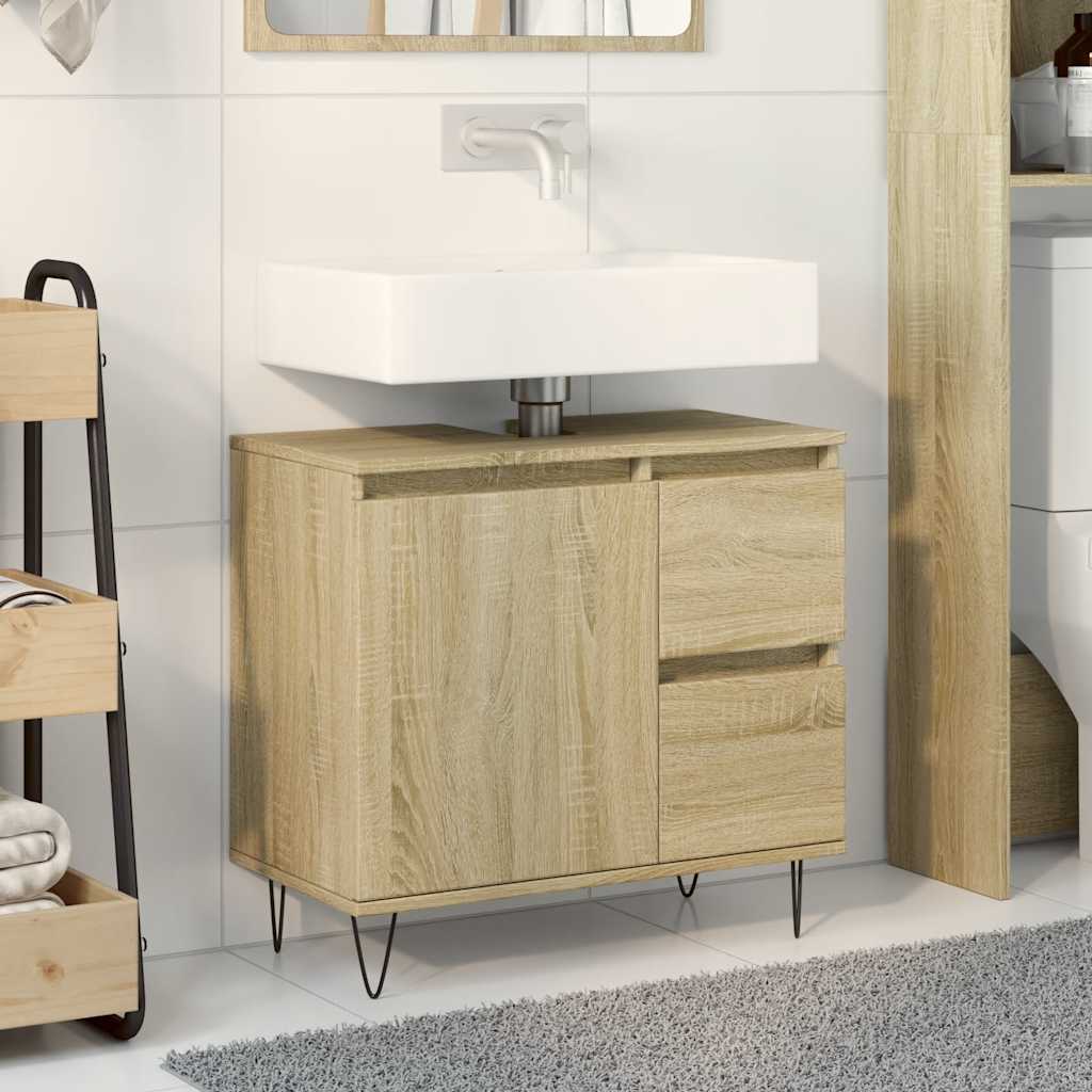 vidaXL Bathroom Cabinet Sonoma Oak 65x33x60 cm Engineered Wood 1