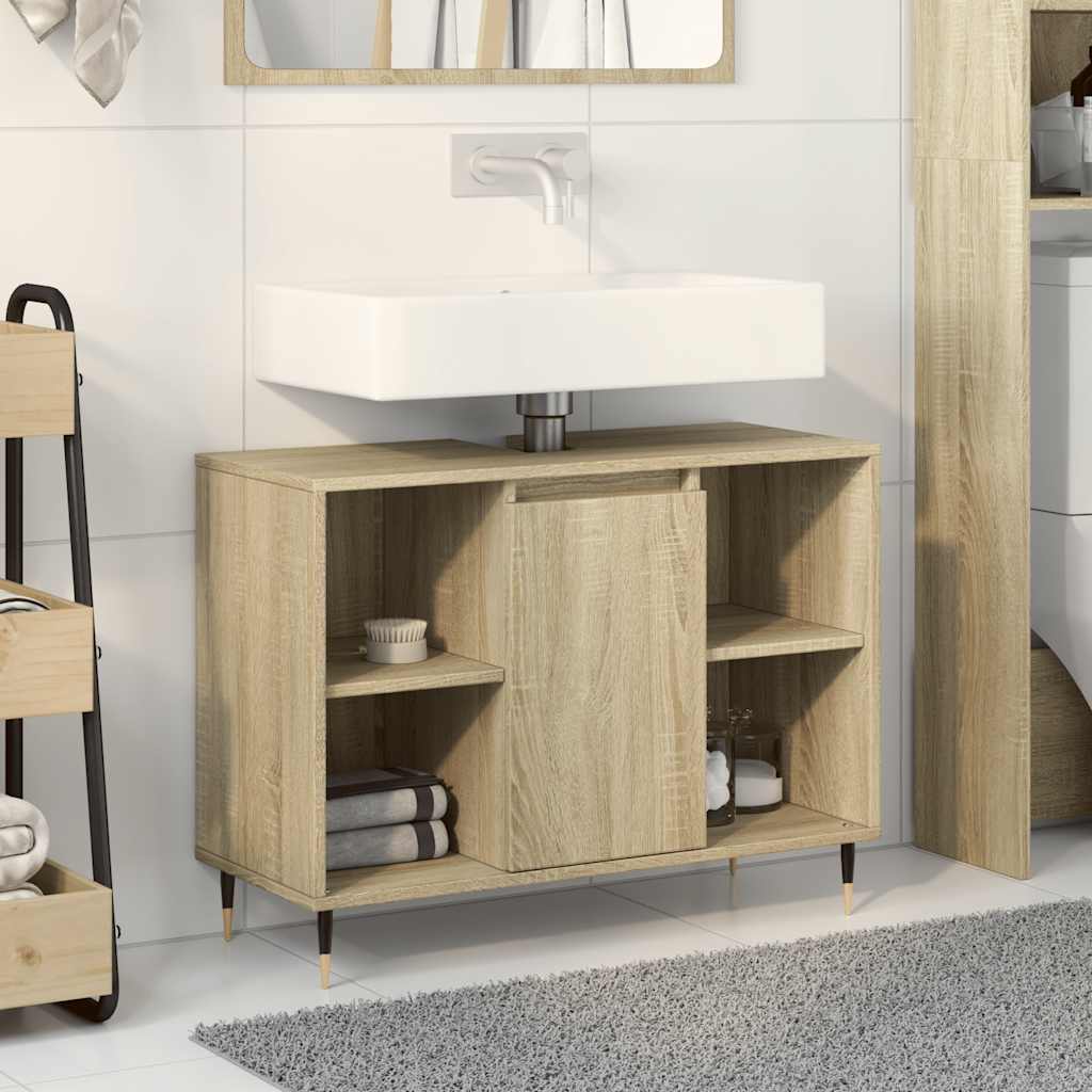 vidaXL Bathroom Cabinet Sonoma Oak 80x33x60 cm Engineered Wood 3