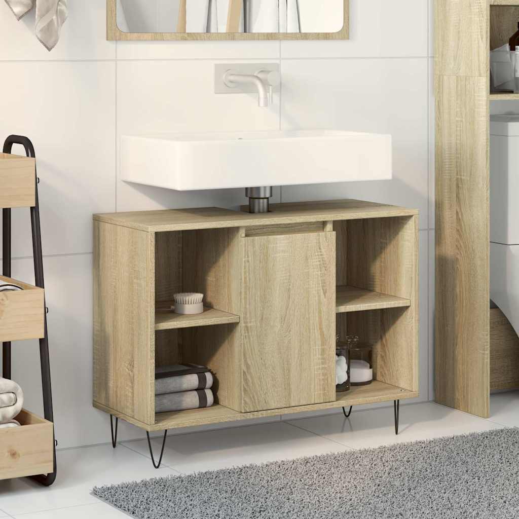 vidaXL Bathroom Cabinet Sonoma Oak 80x33x60 cm Engineered Wood 3