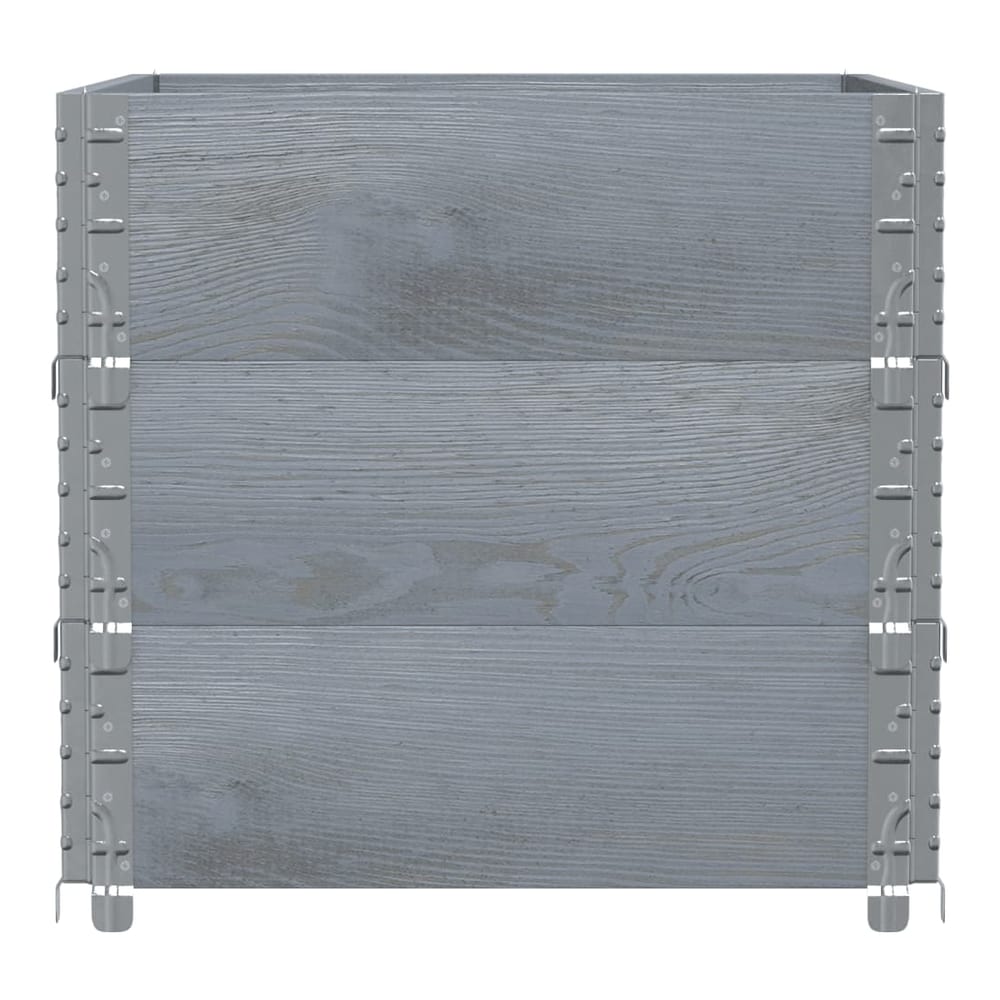 Pallet Collars Solid Wood Pine 3 pcs Grey 80 cm 60 cm