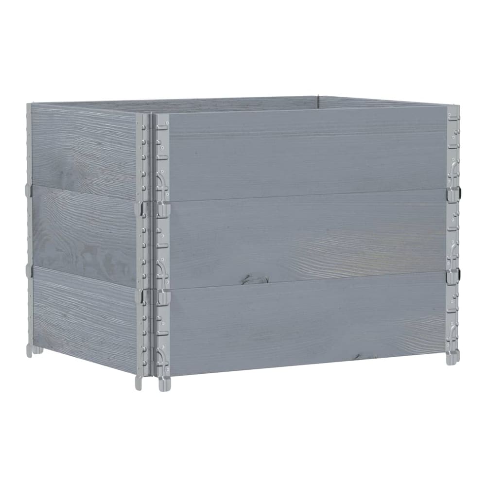 Pallet Collars Solid Wood Pine 3 pcs Grey 80 cm 60 cm