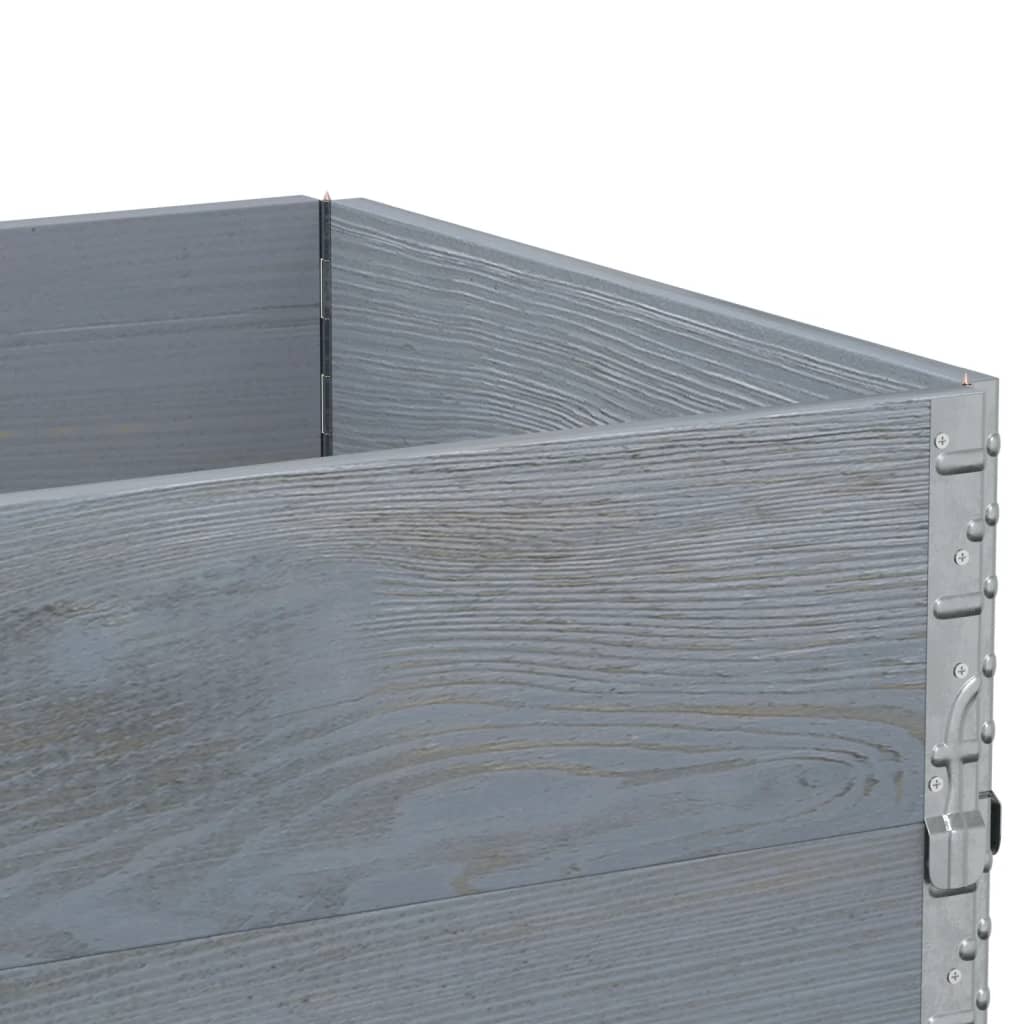Pallet Collars Solid Wood Pine 3 pcs Grey 80 cm 60 cm