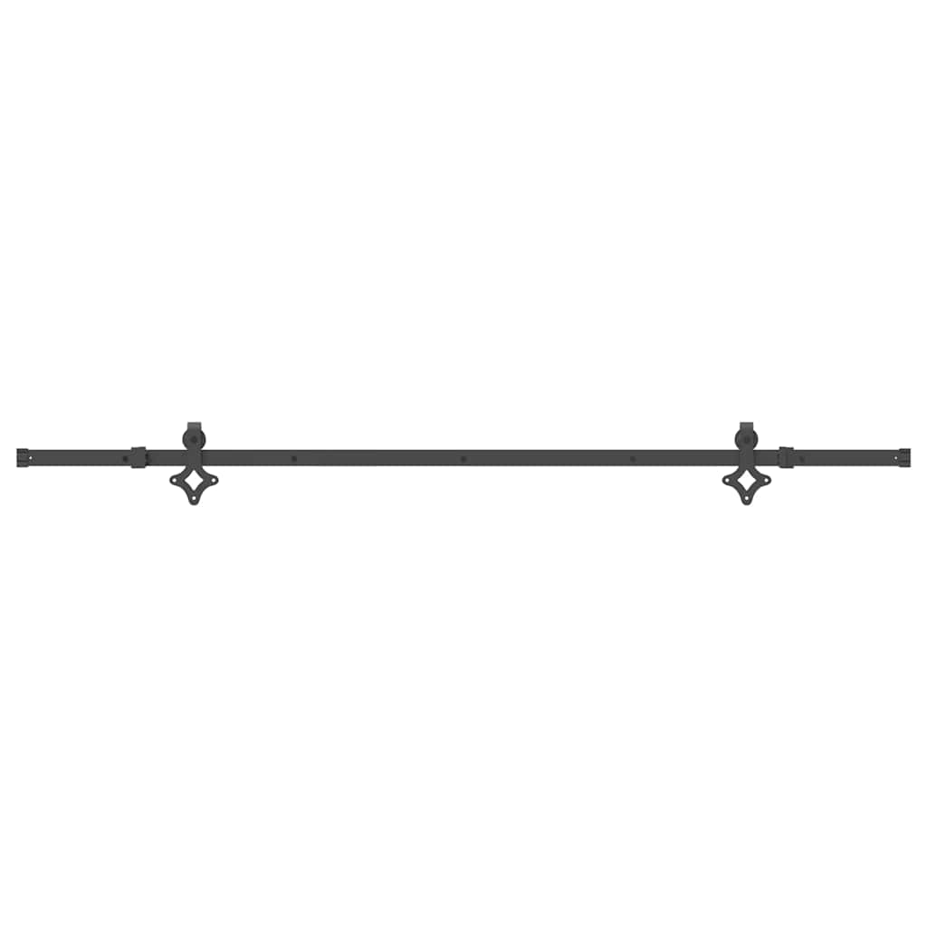 vidaXL Sliding Door Hardware Kit 213.5 cm Steel Black 4