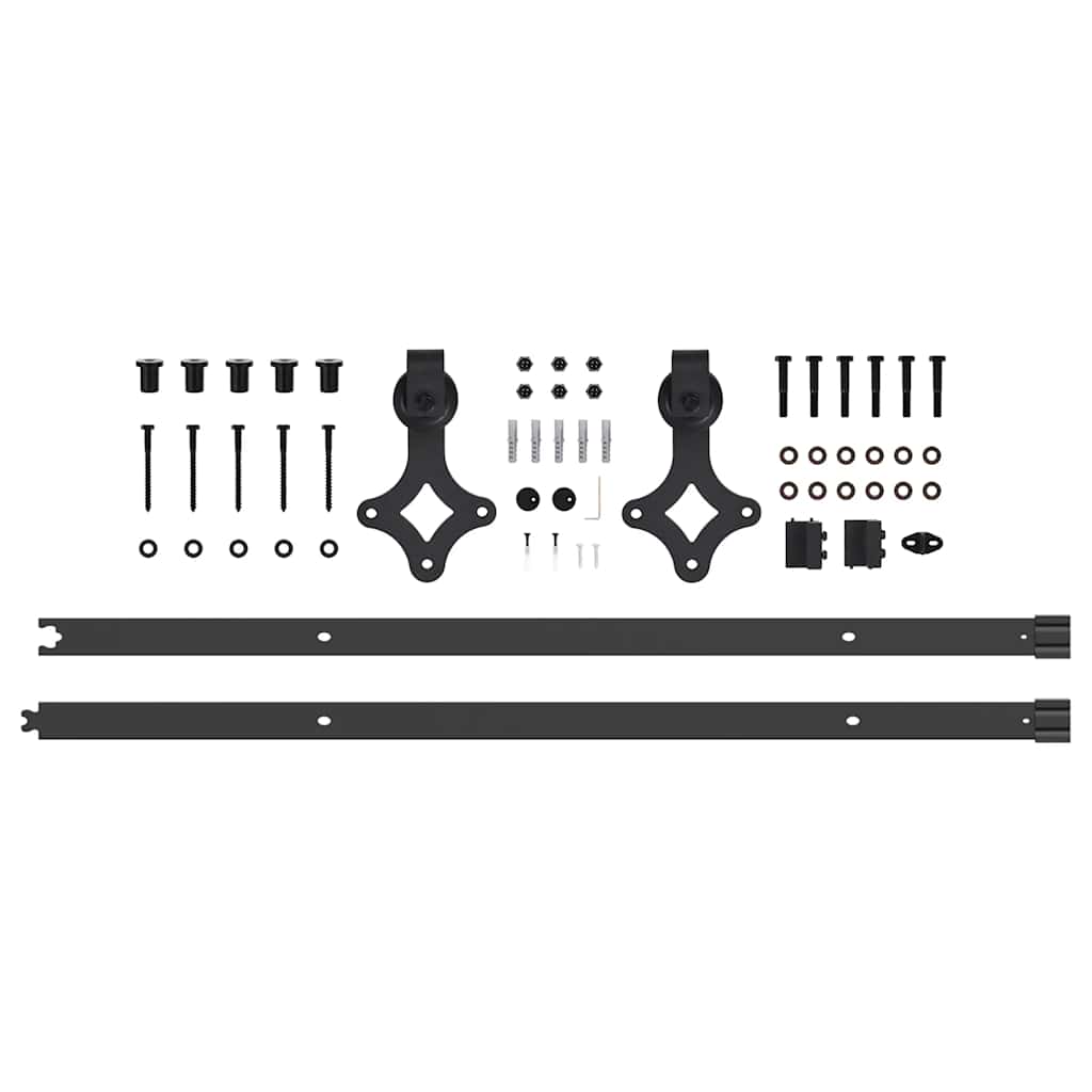 vidaXL Sliding Door Hardware Kit 213.5 cm Steel Black 5