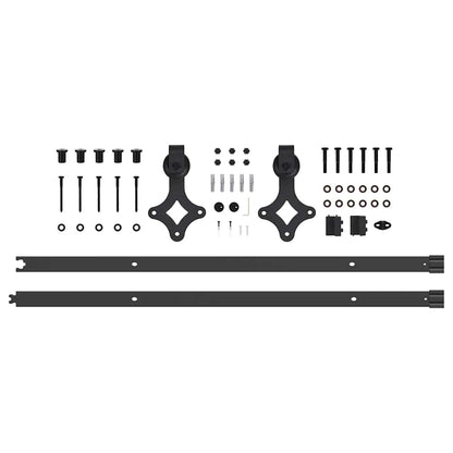 vidaXL Sliding Door Hardware Kit 213.5 cm Steel Black 5