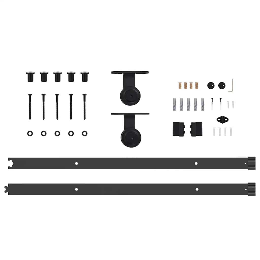 vidaXL Sliding Door Hardware Kit 213,5 cm Steel Black 5