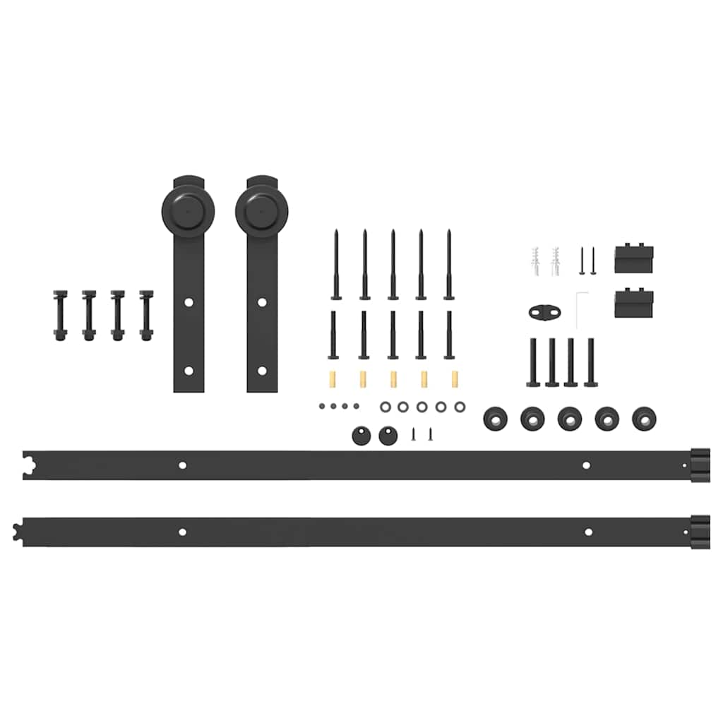 vidaXL Sliding Door Hardware Kit 200 cm Steel Black 5