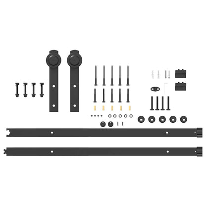 vidaXL Sliding Door Hardware Kit 200 cm Steel Black 5