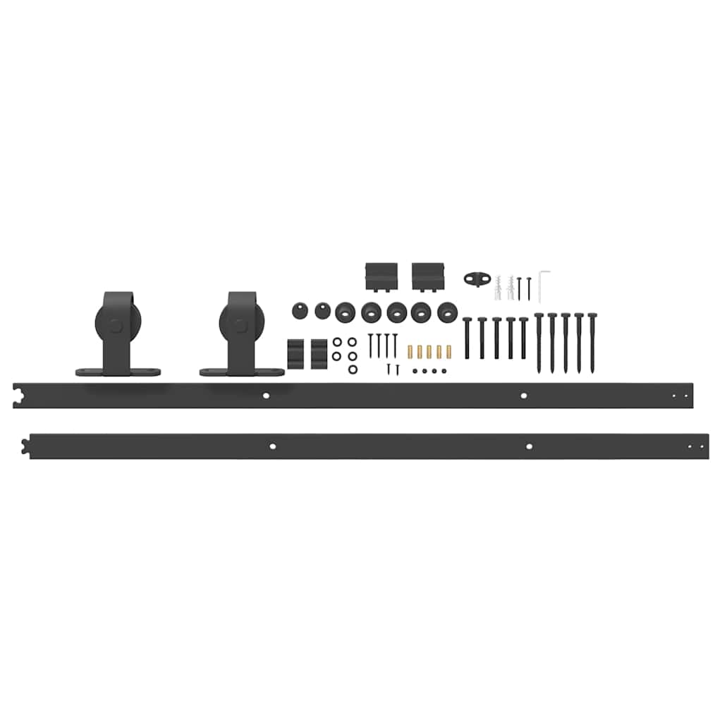 vidaXL Sliding Door Hardware Kit 213 cm Steel Black 5