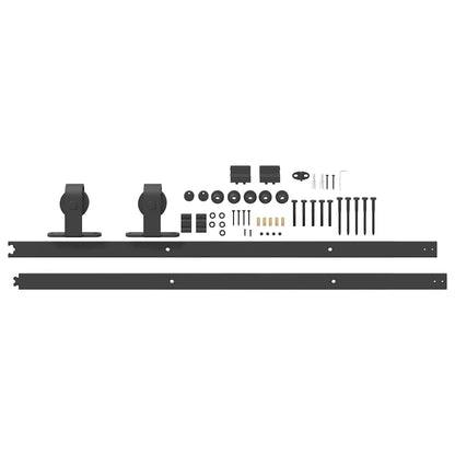 vidaXL Sliding Door Hardware Kit 213 cm Steel Black 5