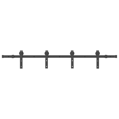 vidaXL Sliding Door Hardware Kit 183 cm Steel Black 2