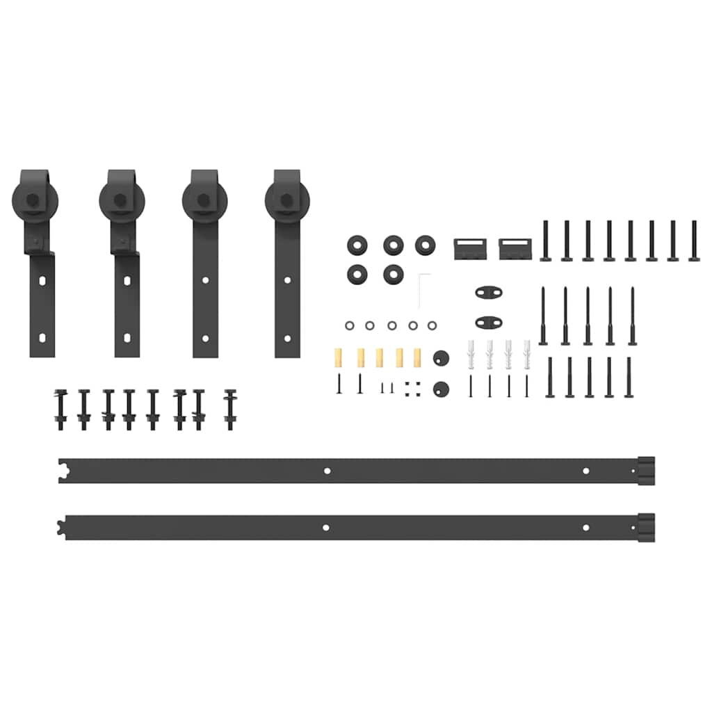 vidaXL Sliding Door Hardware Kit 183 cm Steel Black 5