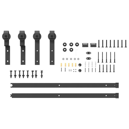 vidaXL Sliding Door Hardware Kit 183 cm Steel Black 5