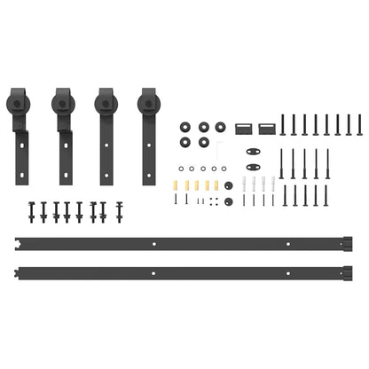 vidaXL Sliding Door Hardware Kit 200 cm Steel Black 5