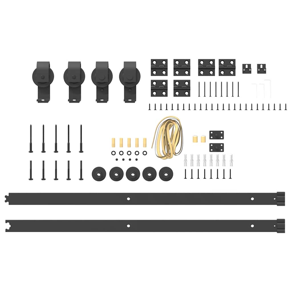 vidaXL Sliding Door Hardware Kit 183 cm Steel Black 5