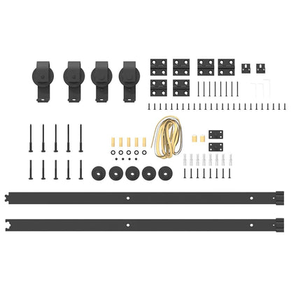 vidaXL Sliding Door Hardware Kit 183 cm Steel Black 5
