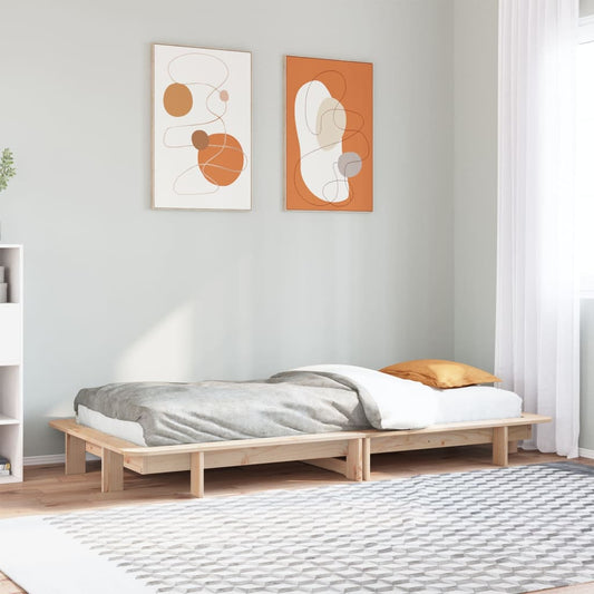Bed Frame without Mattress Solid Wood Pine Length Natural