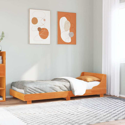 Bed Frame without Mattress Solid Wood Pine Length Wax brown