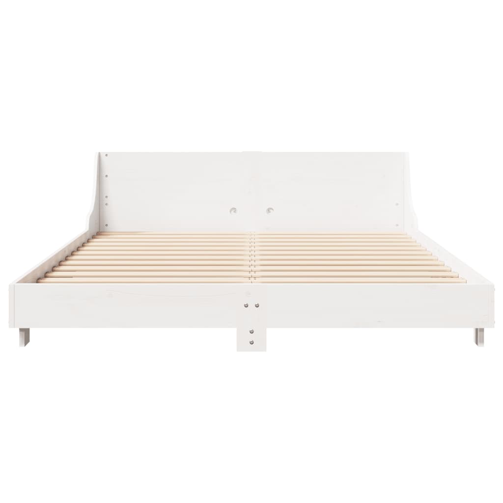 Bed Frame without Mattress Solid Wood Pine Length 190 cm White 140 cm