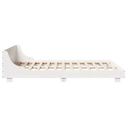 Bed Frame without Mattress Solid Wood Pine Length 190 cm White 140 cm