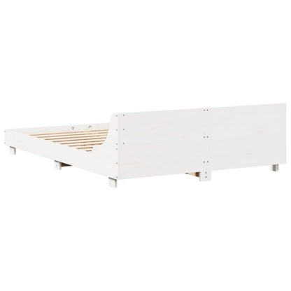 Bed Frame without Mattress Solid Wood Pine Length 190 cm White 140 cm