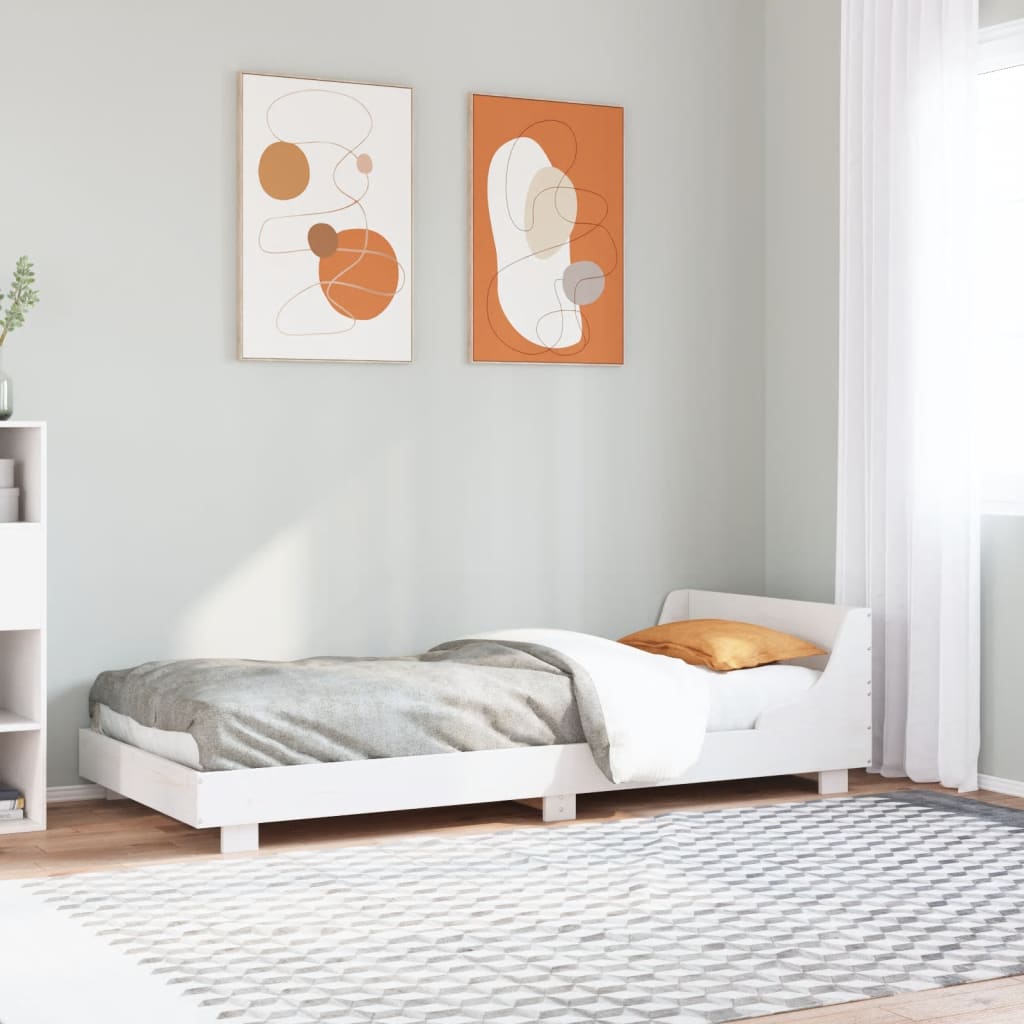 Bed Frame without Mattress Solid Wood Pine Length 190 cm White 75 cm