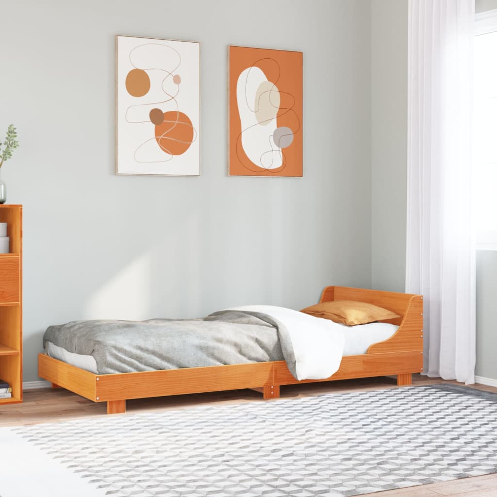 Bed Frame without Mattress Solid Wood Pine Length 190 cm Wax brown 75 cm