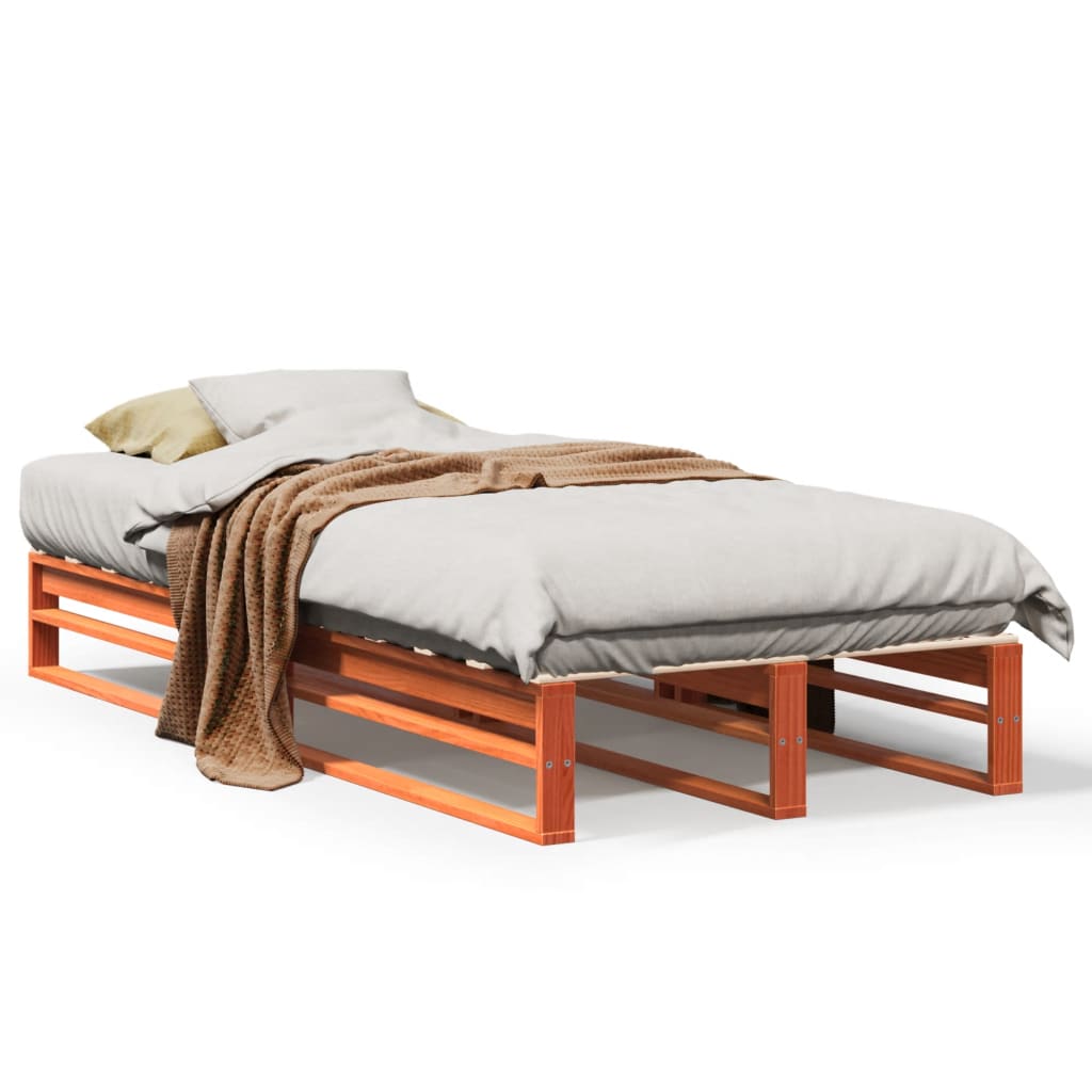 vidaXL Bed Frame without Mattress Wax Brown 90x200 cm Solid Wood Pine 2