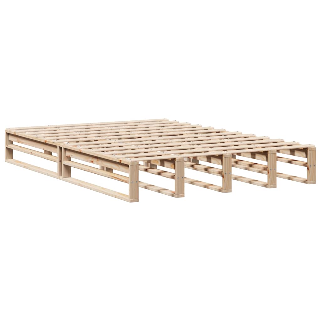 Bed Frame without Mattress Solid Wood Pine Length 200 cm Natural 120 cm