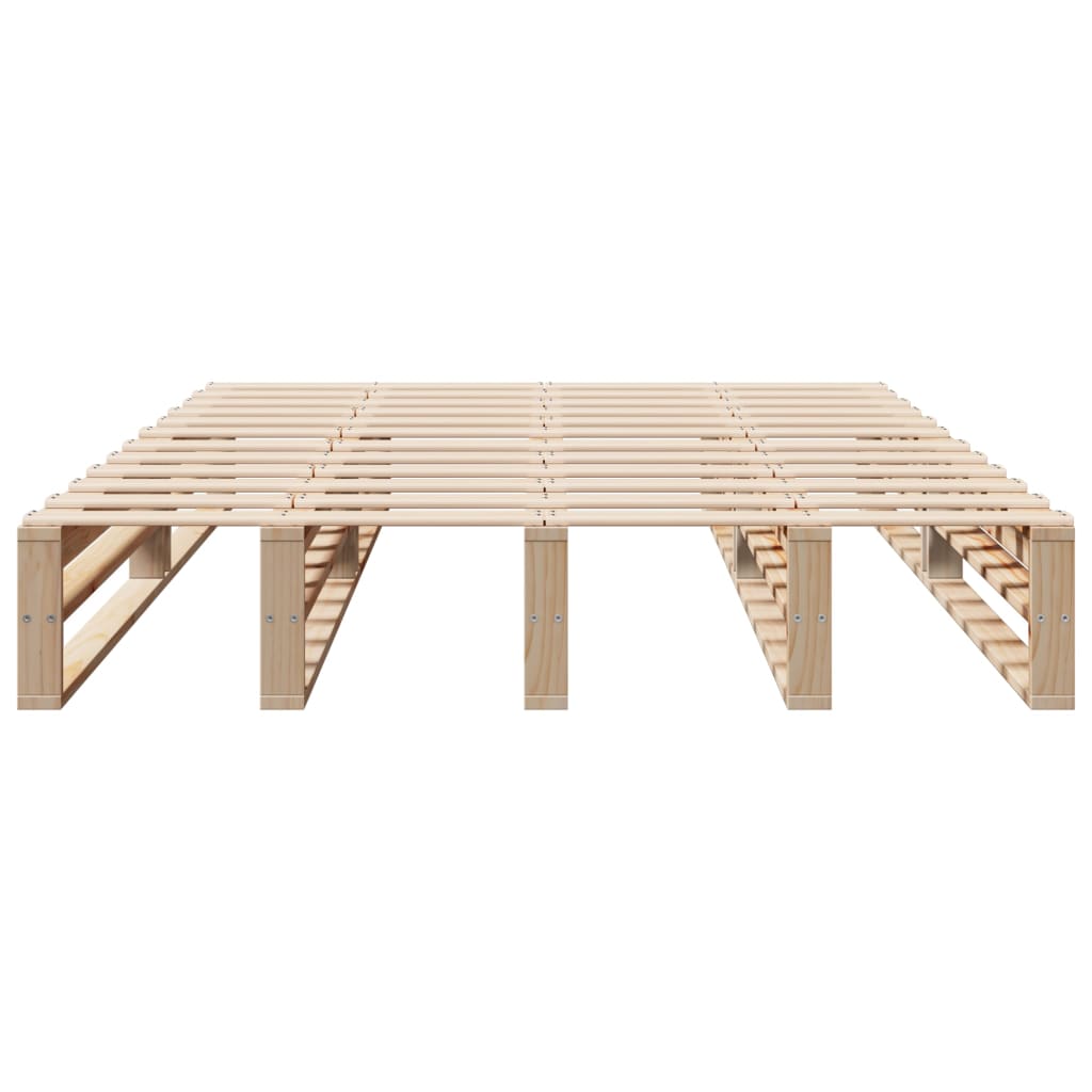 Bed Frame without Mattress Solid Wood Pine Length 200 cm Natural 120 cm