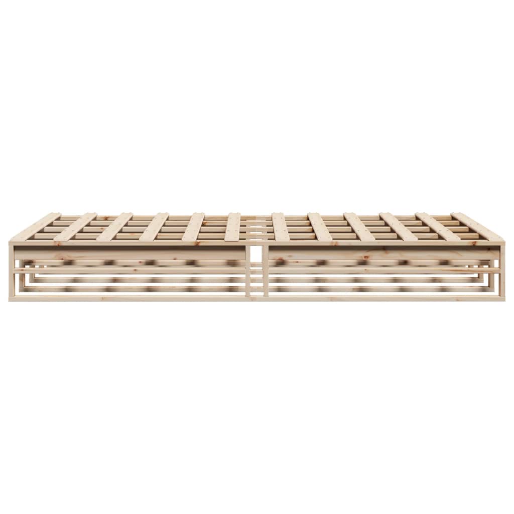 Bed Frame without Mattress Solid Wood Pine Length 200 cm Natural 120 cm