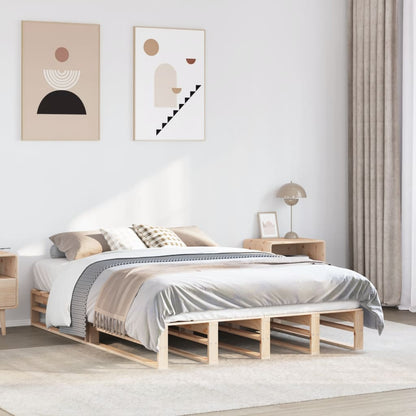 Bed Frame without Mattress Solid Wood Pine Length 200 cm Natural 140 cm