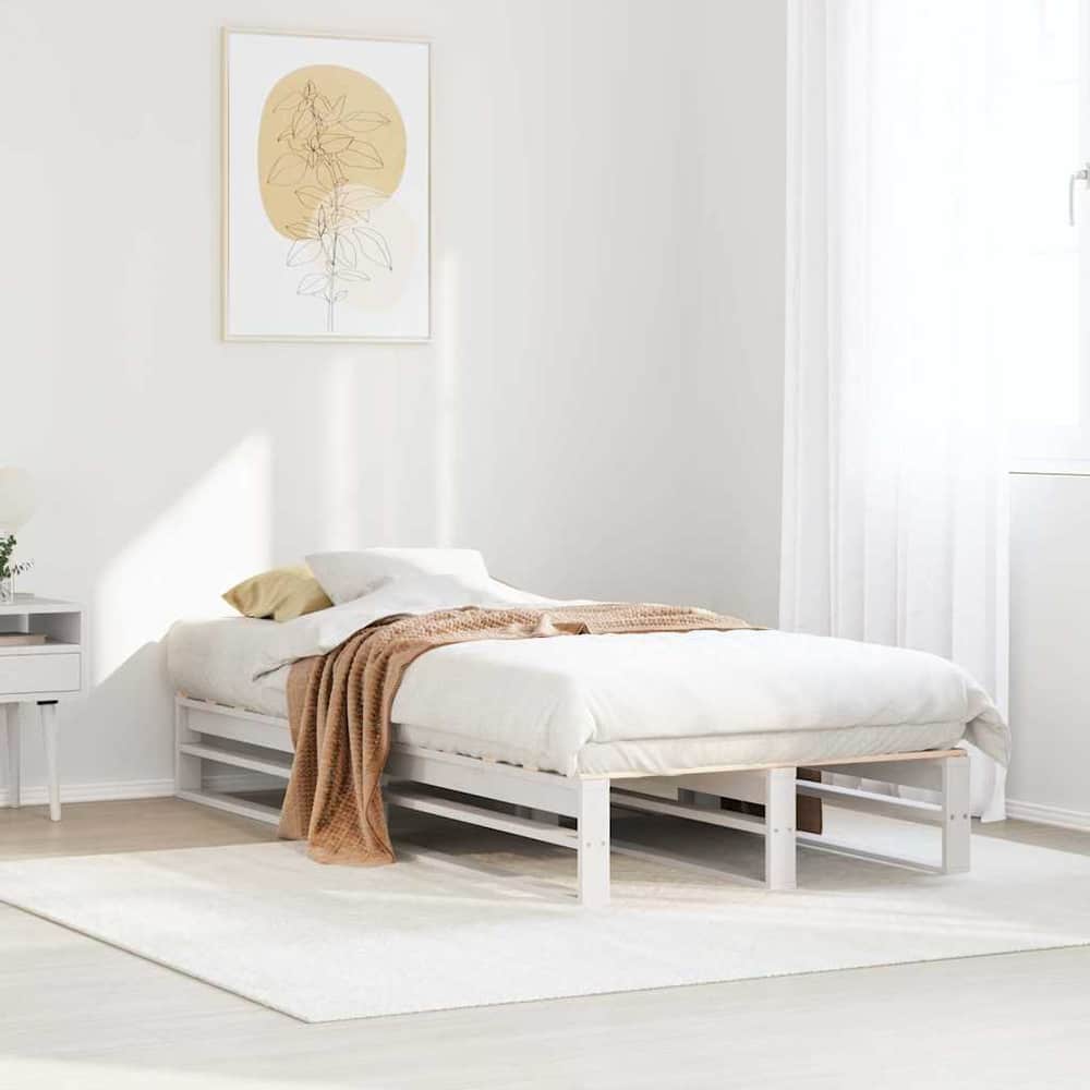 Bed Frame without Mattress Solid Wood Pine Length 190 cm White 75 cm