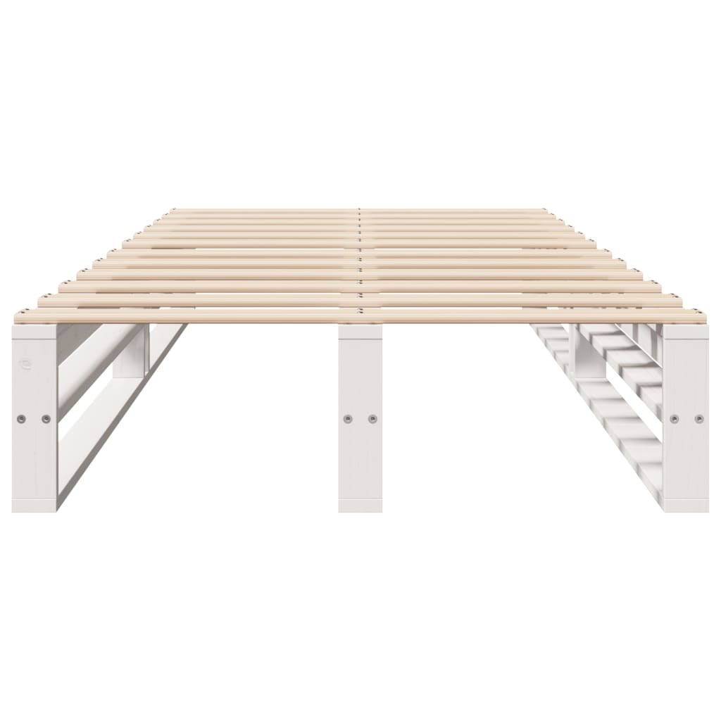 vidaXL Bed Frame without Mattress White 90x190 cm Single Solid Wood Pine 4