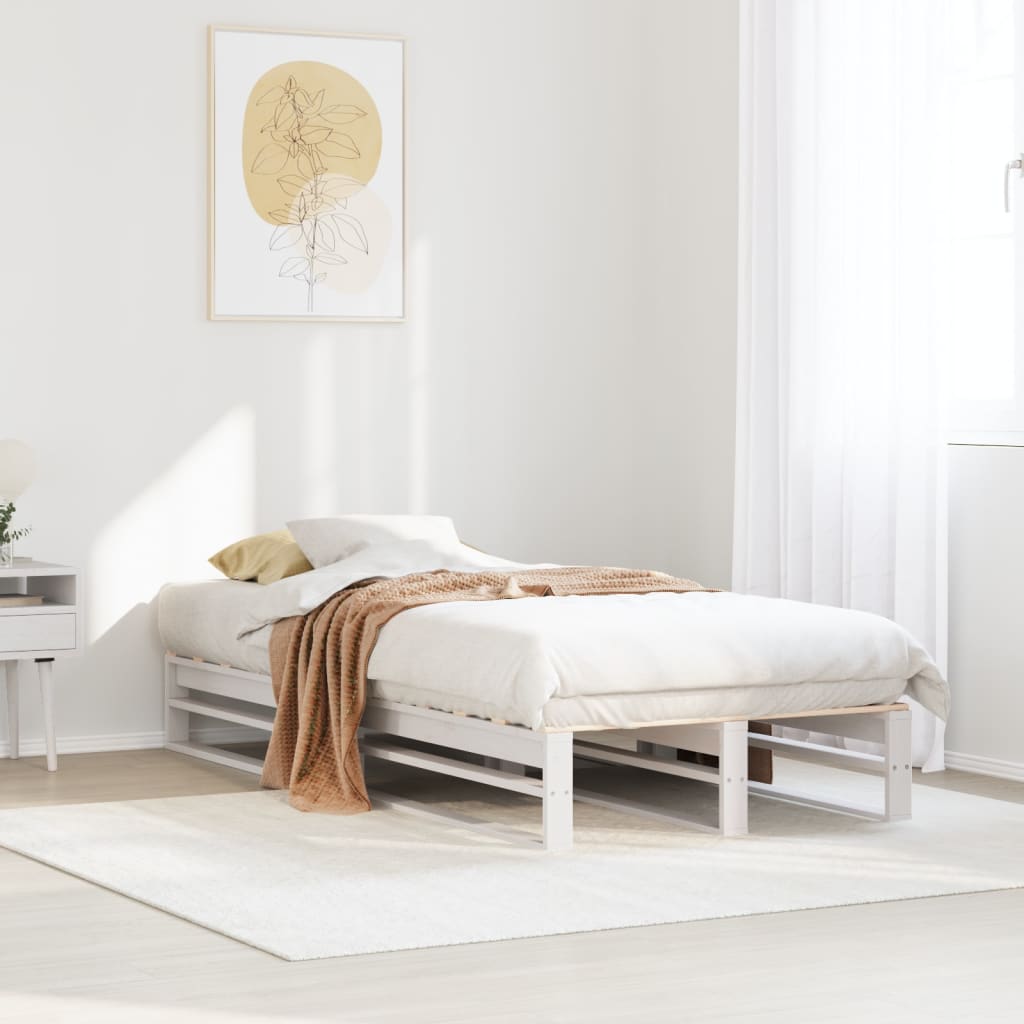 vidaXL Bed Frame without Mattress White 90x190 cm Single Solid Wood Pine 1
