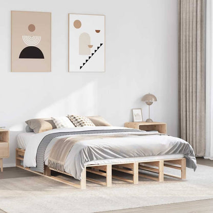 Bed Frame without Mattress Solid Wood Pine Length 190 cm Natural 120 cm