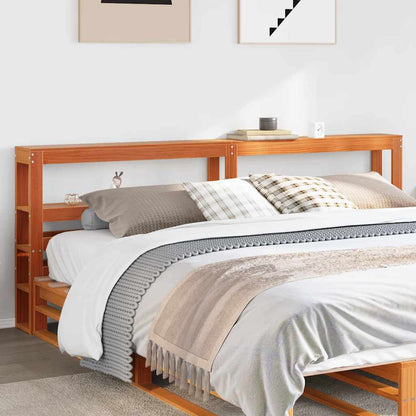 vidaXL Headboard with Shelves 90 cm Solid Wood Pine Wax Brown