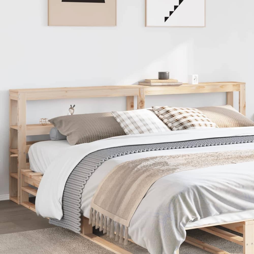 Headboard with Shelves 90 cm Solid Wood Pine Natural 186 x 19 x 82 cm