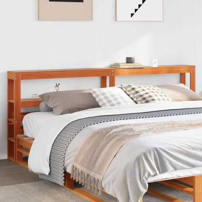vidaXL Headboard with Shelves 90 cm Solid Wood Pine Wax Brown