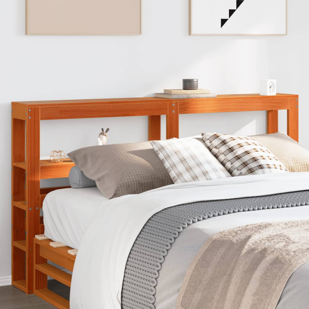 vidaXL Headboard with Shelves 90 cm Solid Wood Pine Wax Brown