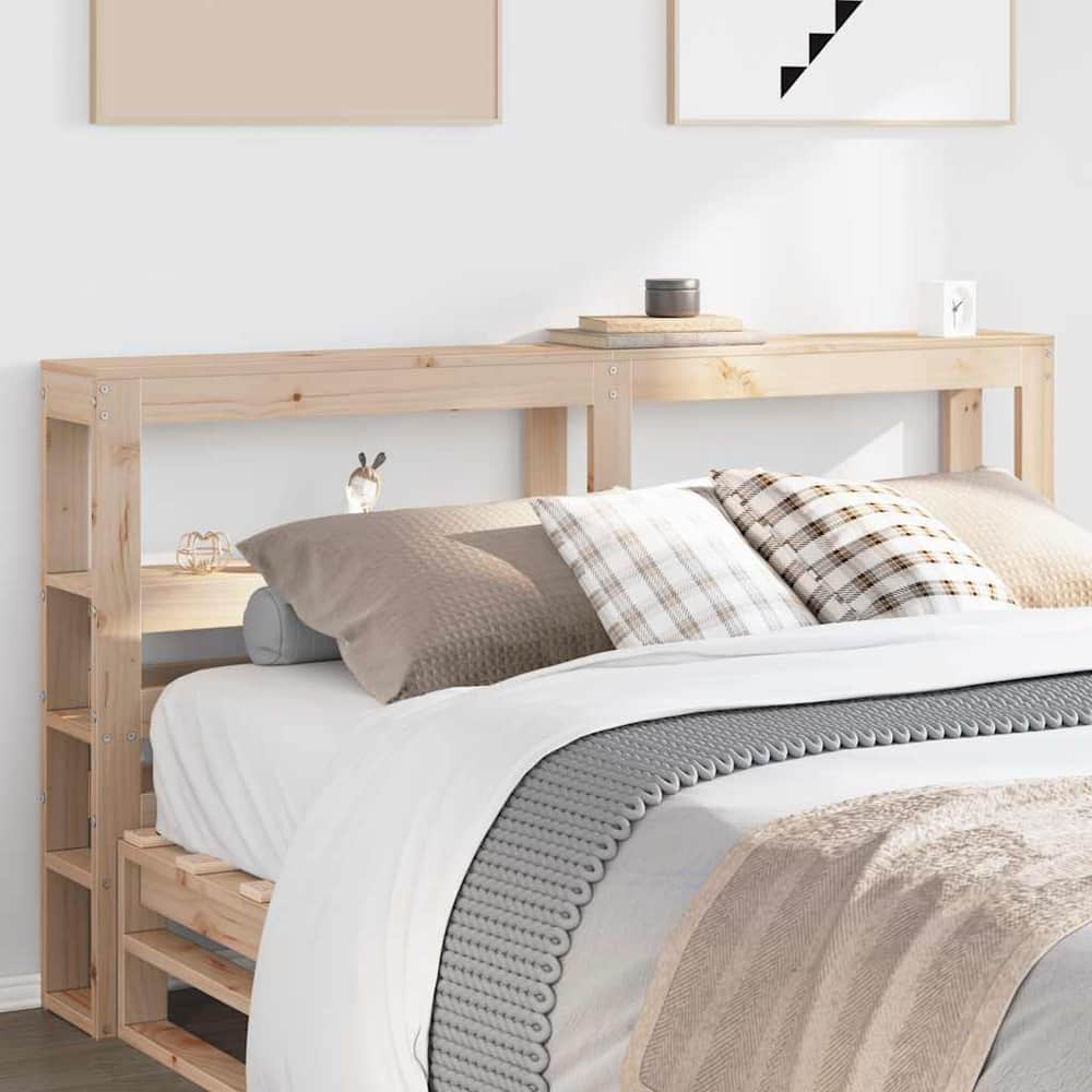 Headboard with Shelves 90 cm Solid Wood Pine Natural 156 x 19 x 82 cm