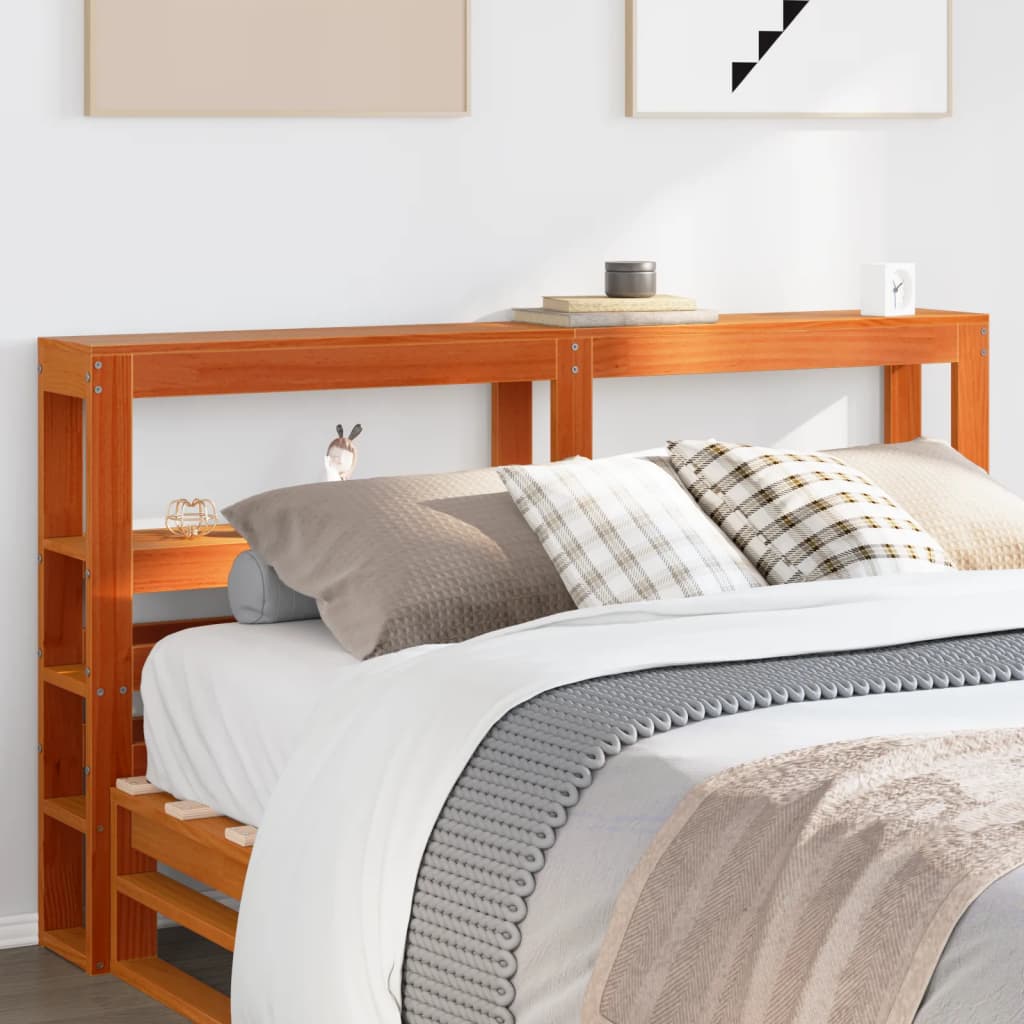 vidaXL Headboard with Shelves 90 cm Solid Wood Pine Wax Brown