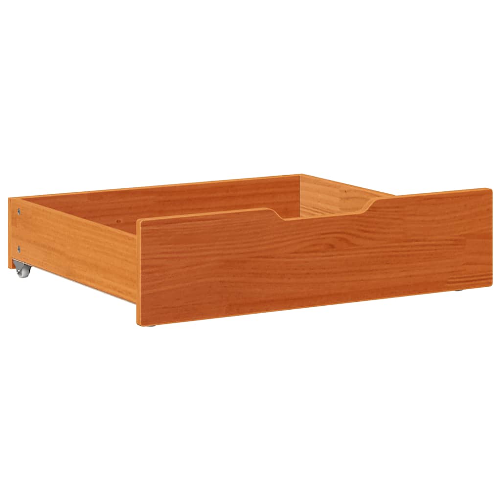 vidaXL Under-Bed Drawers 2 pcs Wax Brown 75x55x17 cm Solid Wood Pine 4