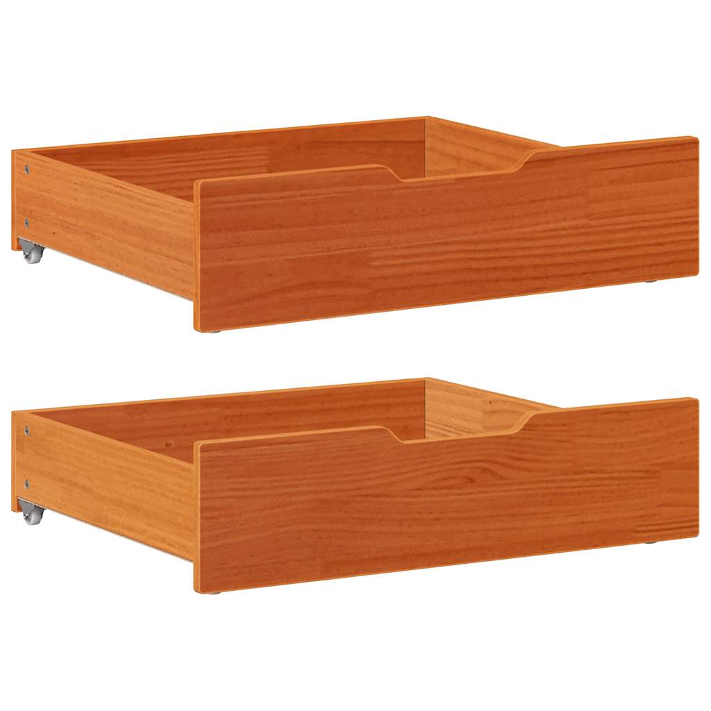 vidaXL Under-Bed Drawers 2 pcs Wax Brown 65x55x17 cm Solid Wood Pine 1